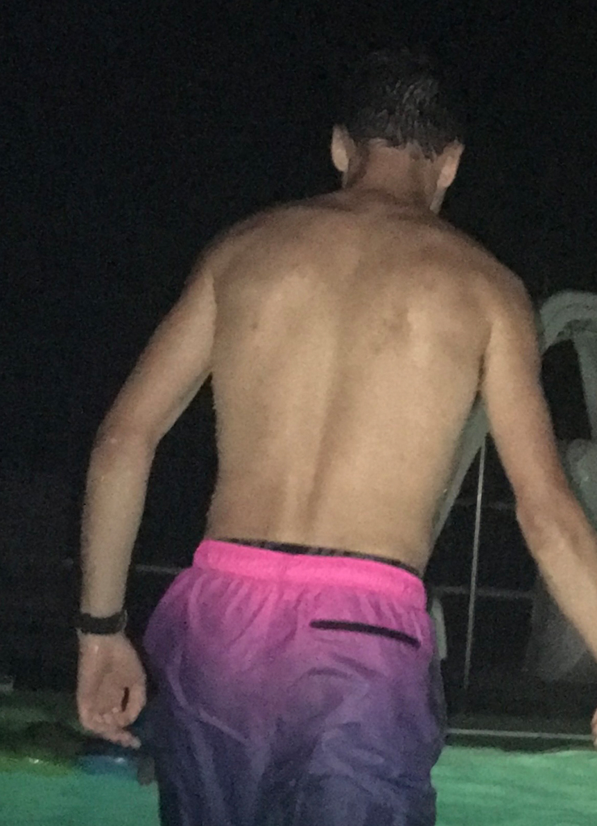Josh before - back view at 125 lbs